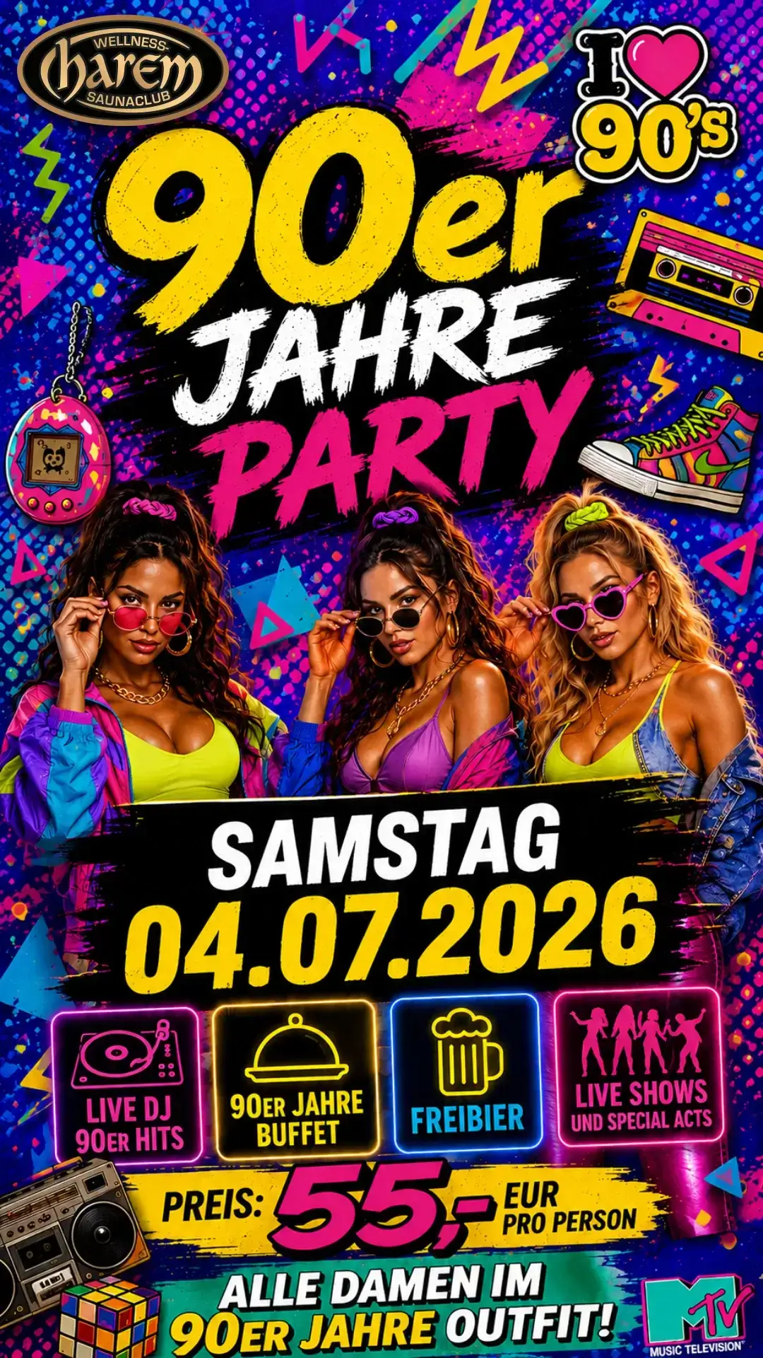 90er Jahre Party_Hochformat_Harem Empfang Samstag 04.047.2026 90er jahre Kultparty