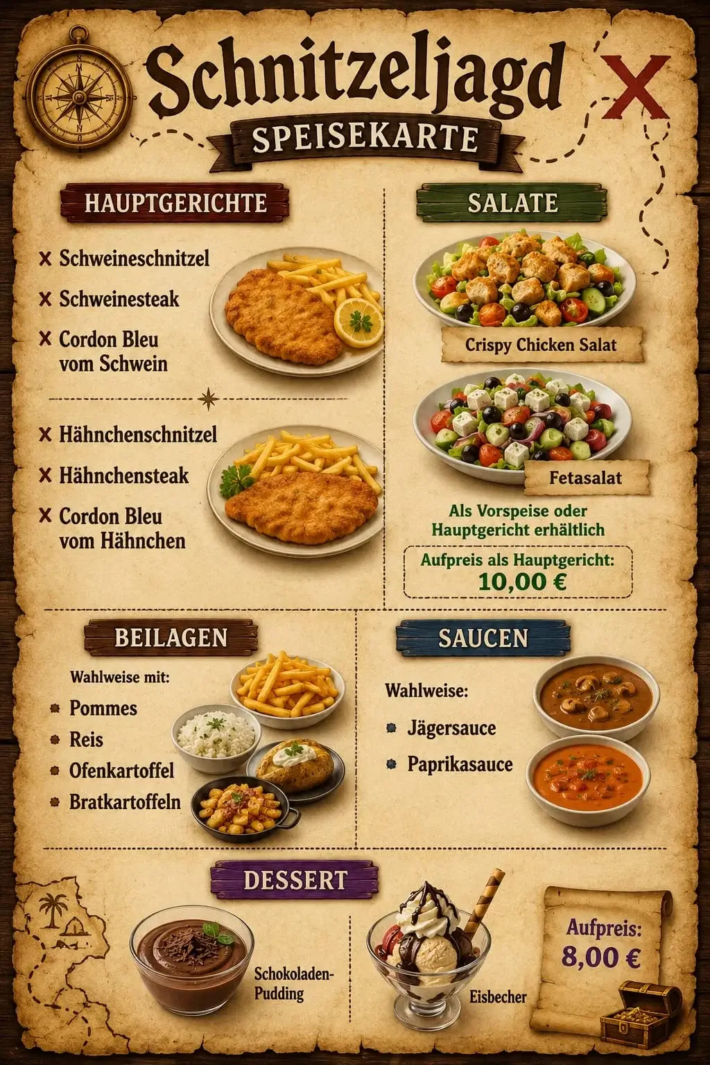 Donnertsag Schnitzeljagd Schnitzelvariationen, Beilagen & herzhafte Klassike