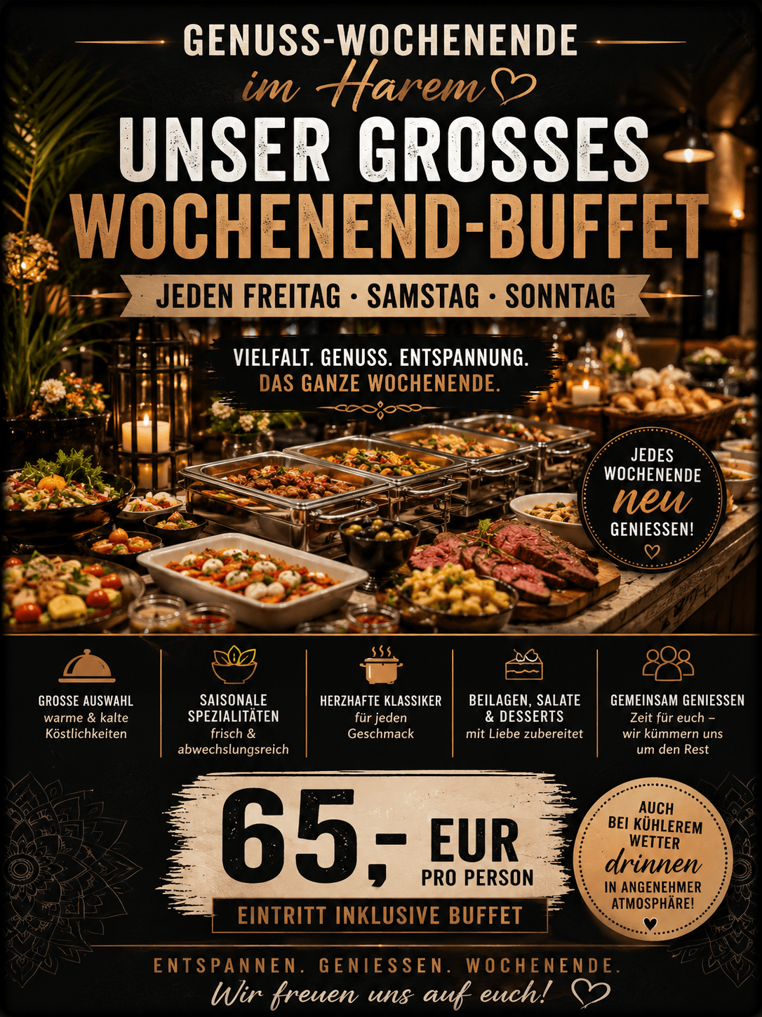 Genussbuffet_absofort Harem Genuß Buffet ab sofort von Freitag bis Sonntag